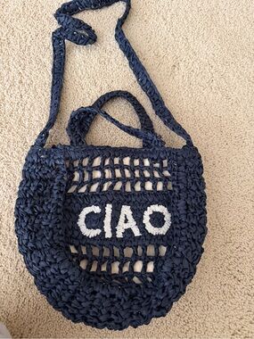 Universal Thread Navy Crochet Crossbody Bag with White 'CIAO' Accent NWOT